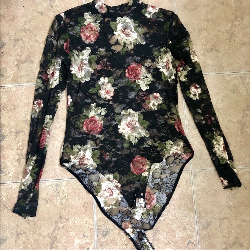 Floral Sheer Mesh Bodysuit